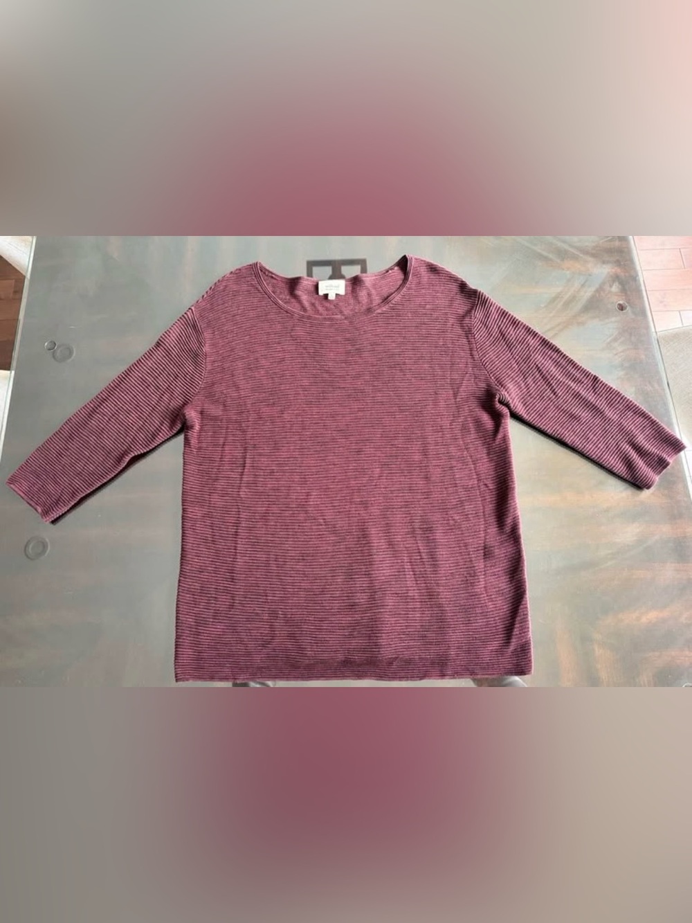 Wilfred Mauve Pink Striped Crewneck Long Sleeve Top - Yarn made in Italy
